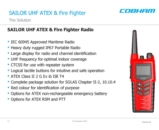 Sailor SP3965 Atex UHF Firefighter