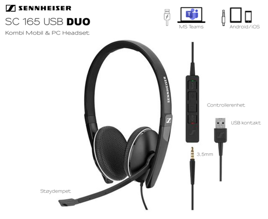 Sennheiser | EPOS SC165 DUO  (3,5mm, USB)