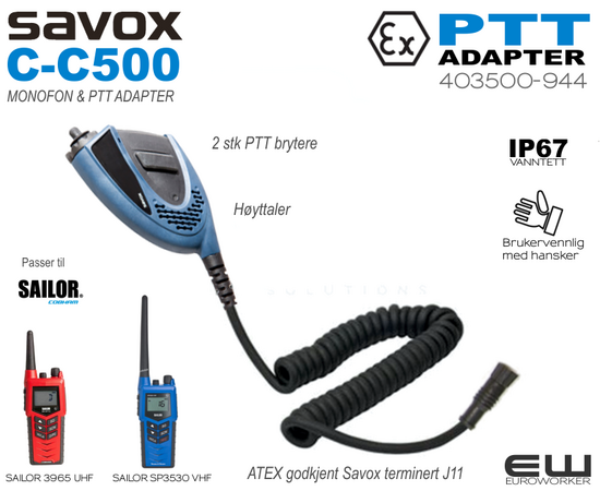 Savox C-C500 PTT Atex adapter til SAILOR