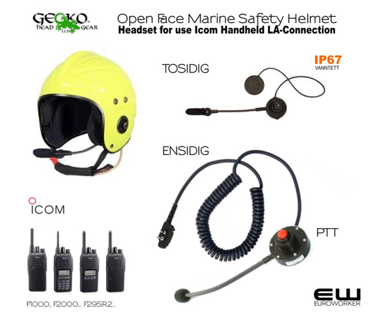 Gecko Headset for MK11 Open Face Helmet (Icom F29SR2, F2000, F1000)