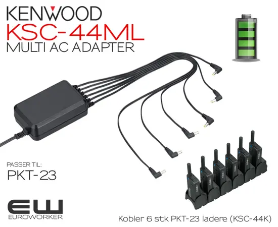 6 stk Kenwood PMR PKT23 med Gratis KSC-44ML Multicharger Adapter