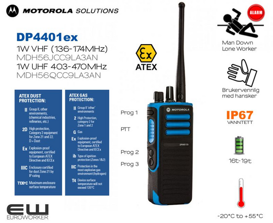 Motorola DP4X01Ex w/MSA Gallet F1XF Fire-Fighter Helmet Atex (SOLAS Compliant - exM)