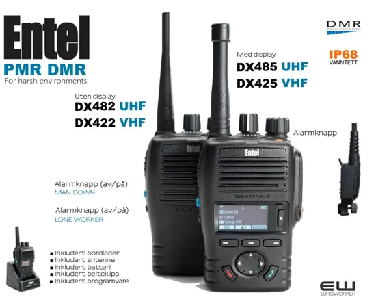 Entel DX485 UHF & DX425 VHF Yrkesradio  (IP68)