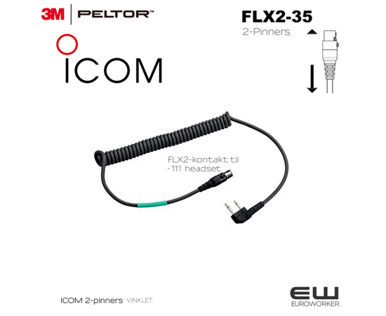 3M Peltor FLX2-35 kabel til ICOM 2-pinners