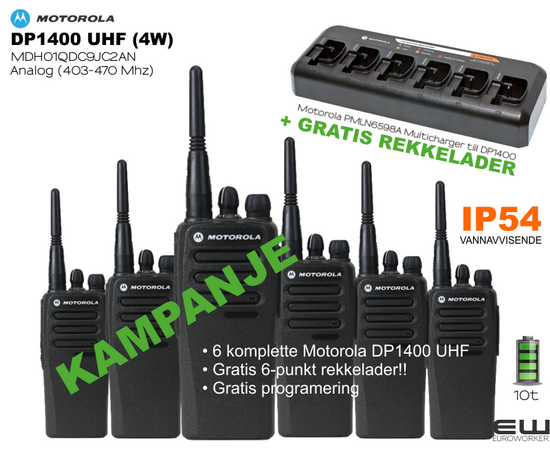 KAMPANJE! Motorola DP1400 6-pack med lader