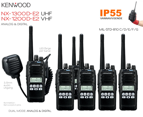 Kenwood NX1300D-E2 (UHF) og NX1200D-E2 (VHF) DMR radio