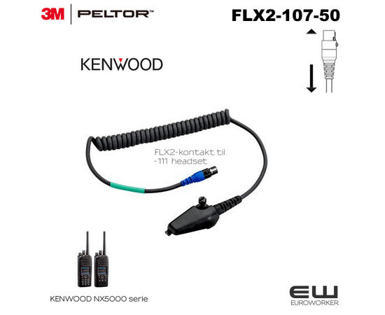 3M Peltor FLX2-107-50 kabel til KENWOOD NX5000 serie