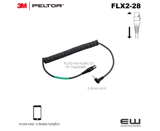 3M Peltor FLX2-28 kabel til mobil eller trådløs telefon