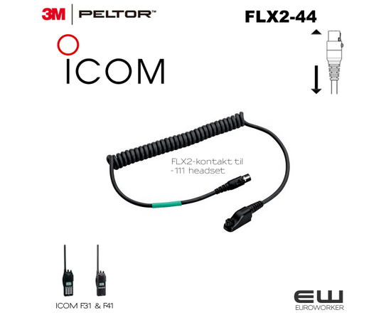 3M Peltor FLX2-44 kabel til ICOM F31 & F41