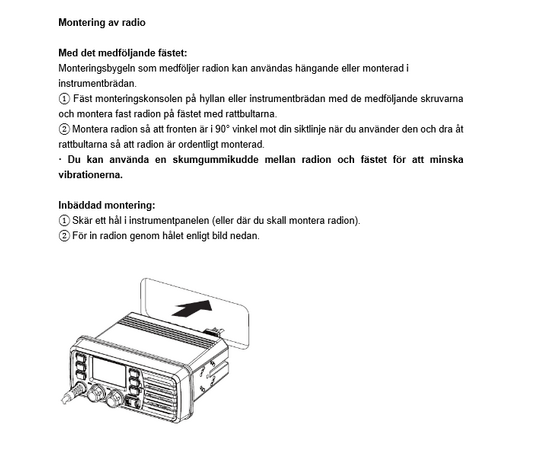 Zodiac Seacom 250 VHF Marineradio KIT (Fastmontert, Vanntett,  VHF)