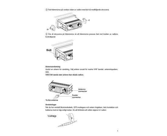 Zodiac Seacom 250 VHF Marineradio KIT (Fastmontert, Vanntett,  VHF)