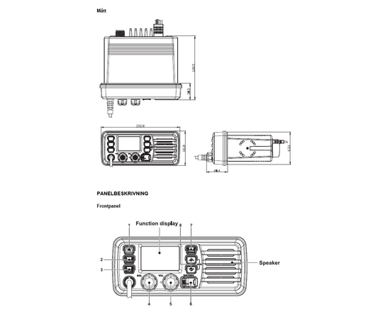 Zodiac Seacom 250 VHF Marineradio KIT (Fastmontert, Vanntett,  VHF)