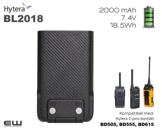 Hytera BL2018 batteri - 2000 mAh (BD505, BD555, BD615)