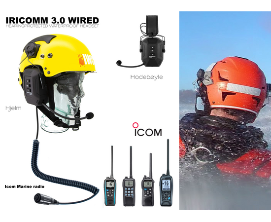 Iricomm 3.0 Wired - Hearingprotected Waterproof Headset (Icom Marineradio)