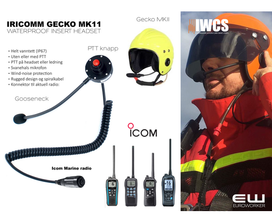 Iricomm Gecko MK11 Waterproof Headset (Icom)