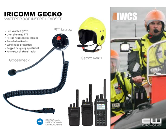 Iricomm Gecko MK11 Waterproof Headset (Motorola DP2400e)