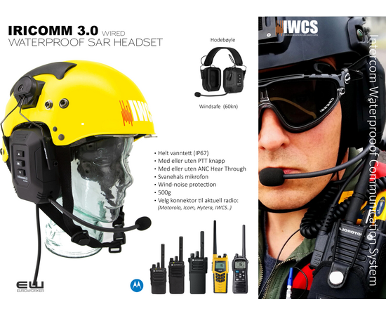 Iricomm 3.0 Wired Waterproof Headset (PTT, IP67, ANC)