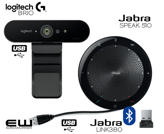 Hjemmekontor - Jabra Speak 510+ Logitech Brio (USB & Bluetooth)