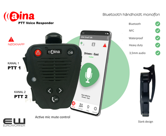 Aina PTT - Voice Responder (POC, PTT, BT, IP67)