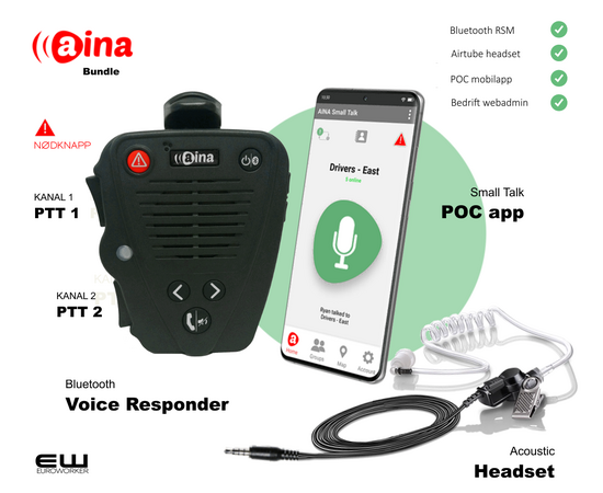 Aina PTT - Voice Responder (POC, PTT, BT, IP67)
