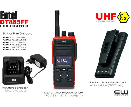 ENTEL DT885FF - Komplett innhold - radioen leveres programmert og klar til bruk!