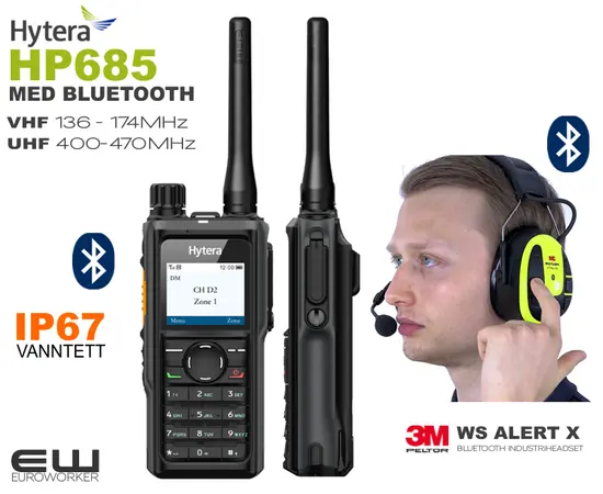 Hytera HP685 Håndholdt UHF/VHF med BLUETOOTH 5.0 (IP67)_euroworker