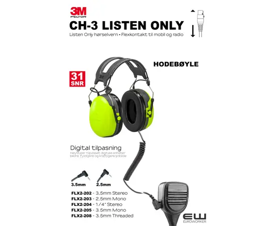 FLX2 HT52A-112
3M Peltor CH-3 Listen Only - Industry Noise Protection