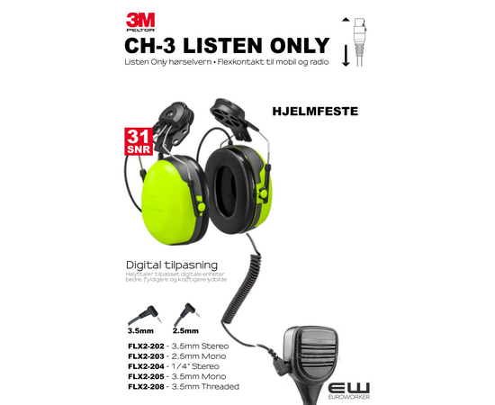 FLX2 HT52A-112
3M Peltor CH-3 Listen Only - Industry Noise Protection