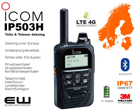 Icom IP503H LTE Mobilradio (LTE, Lytt & Snakk samtidig)