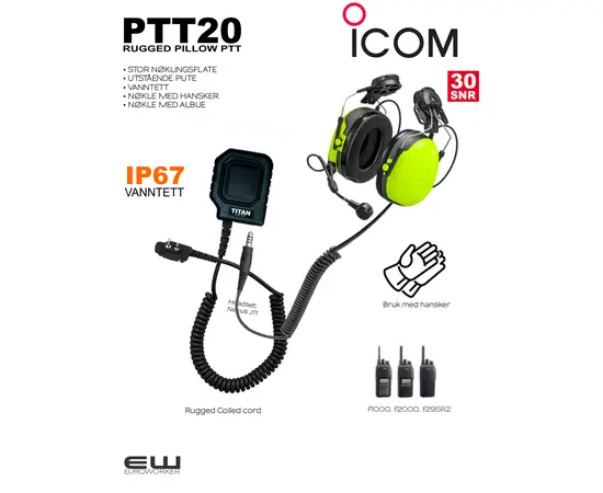 PTT20 Vanntett Pillow Icom Nøklingsbryter (J11, F2000..)