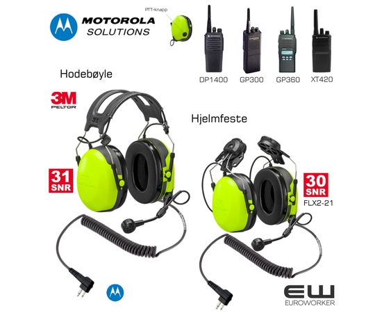 3M Peltor CH-3 Motorola DP1400 Industriheadset med PTT