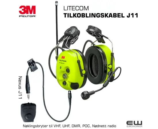 3M Peltor FL6BR Litecom J11 tilkoblingskabel eksternt samband - euroworker - nødnett