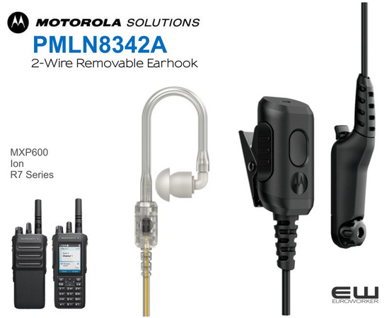Motorola PMLN8342A 2- Wire Clear tube inLine Mic/PTT headset (R7, ION..)