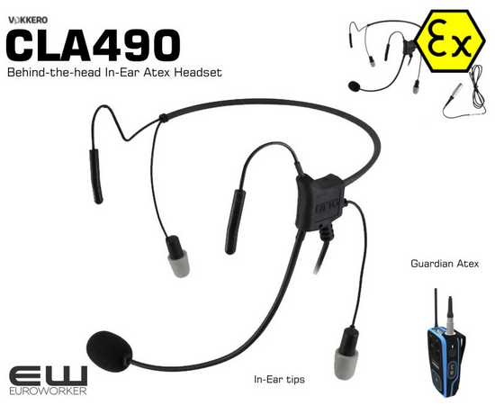 Vokkero CLA490 Behind-the-Headset In-Ear Atex Headset