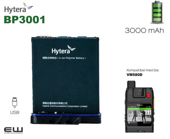 Hytera BP3001 batteri - 3000 mAh (VM580D)