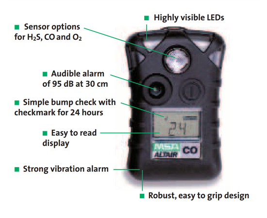 MSA Altair Maintenance-Free Single-Gas Detector (O2, CO, H2S)