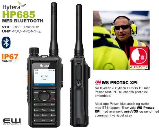 Hytera HP685 Håndholdt UHF/VHF med BLUETOOTH 5.0 (IP67)_euroworker