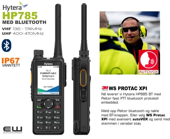 Hytera HP785 Håndholdt UHF/VHF med BLUETOOTH 5.0 (IP68)