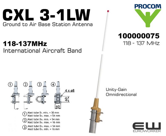 Procom CXL 3-1LW -  International Aircraft Band Base Station Antenna - 100000075 -  CXL 3-1LW Procom CXL 3-1LW -  International Aircraft Band Base Station Antenna - 100000075 -  CXL 3-1LW
