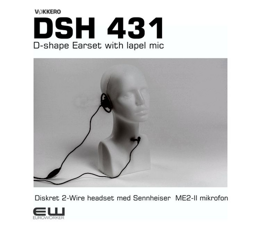 Vokkero DSH431 D-skjell Headset med Sennheiser ME2-II mygg mrikrofon