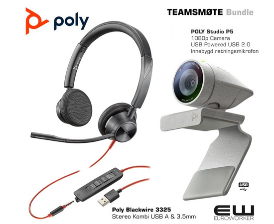 2200-87130-025 - Poly Teams Bundle  (Blackwire 3325 & Studio P5 (USB, 3,5mm)