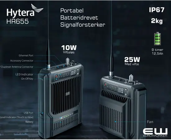 Hytera HR655 - Portabel Batteridrevet Signalforsterker (UHF)