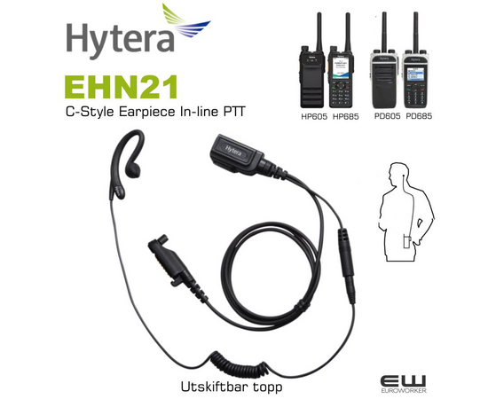 Hytera HEADSET EHN21 C-Style Headset Inline Mic & PTT (PD605, HP605, HP685)