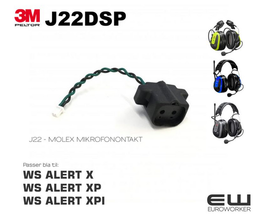 3M Peltor Molex J22DSP Mikrofonkontakt til WS Alert