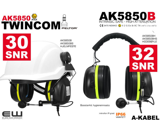 A-Kabel AK5850B Twincom (J11, Atex, SNR30) - akabel - a-KABEL_HJELMFESTE - AK5850B
HJELMFESTE + 3,5mm AUX - AK5850BS

HODEBØYLE - AK5850BH
HODEBØYLE + 3,5mm AUX - AK5850BHS_euroworker