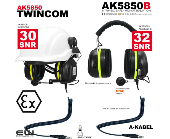 A-Kabel AK5850B Twincom (J11, Atex, SNR30) - akabel - a-KABEL_HJELMFESTE - AK5850B
HJELMFESTE + 3,5mm AUX - AK5850BS

HODEBØYLE - AK5850BH
HODEBØYLE + 3,5mm AUX - AK5850BHS_euroworker