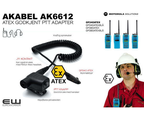 AKABEL AK6612 ATEX GODKJENT PTT ADAPTER (GP340ATEX)