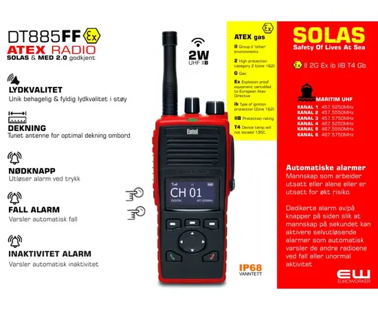 atex uhf radio entel dt885ff røykdykking euroworker solas godkjent
