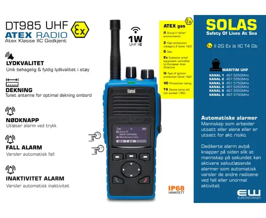 ENTEL DT985 UHF Atex radio (1W, IIC, IP68)