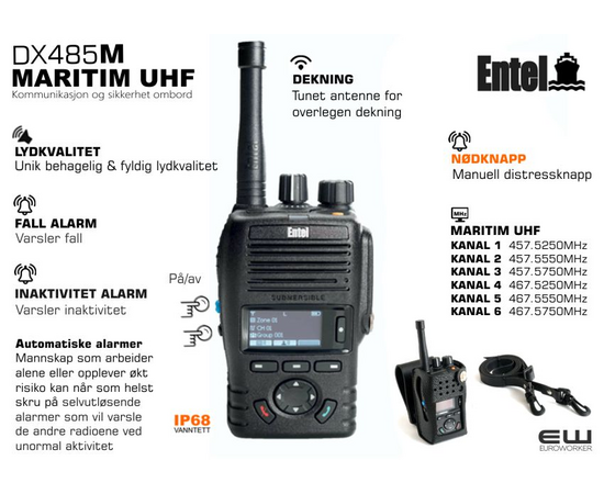 Entel Marine UHF DX485M og DX482M (UHF, Bluetooth, IP68, Alarm)